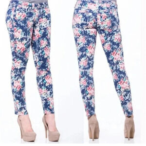 Seven 7 Premium Jeans Stretch Womens Skinny Blue Floral Print Denim Size 10 New